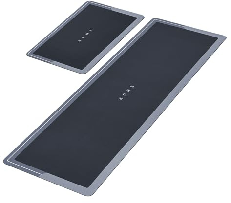 Taylor & Brown Set of 2 Floor Mats, Water Absorbent and Quick Drying Rugs, Non-slip Carpets, Super Absorbent Mat for Home Kitchen (Grey)