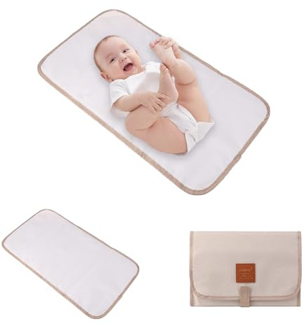 QILUCKY Portable Baby Changing Mat, Foldable Travel Nappy Changing Mat, Lightweight, Wipeable, Skin-Friendly Fabric, Suitable for Home and Outdoor Use