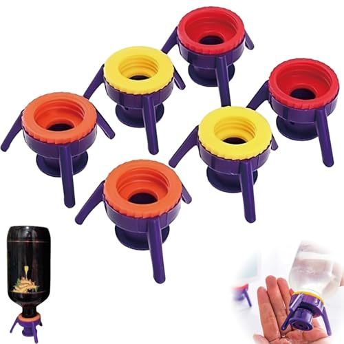 KxrTpx 6Pcs Upside Down Glasses, Reusable Milk Bottle Tops and Bottle Emptying Caps, Sauce Bottle Up Dispenser and Shower Gel Dispenser, No Waste Cap for Kitchen Bathroom and Laundry Room