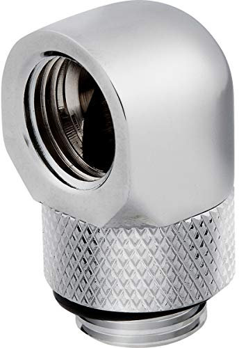 Corsair Hydro X Serie, Adattatore Rotary 90° Confezione Doppia (Filettature BSPP G1/4” Standard, Meccanismo di Rotazione a Tenuta, Finitura Alta Qualità, Ottimizzato per Portate Elevate) Cromato