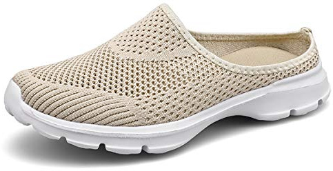 ChicWind Womens Backless Mule Sneaker Summer Mesh Slip On Flat Shoes Khaki 8