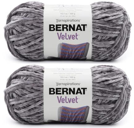 Bernat Velvet Vapor Gray Yarn - 2 Pack of 300g/10.5oz - Polyester - 5 Bulky - 315 Yards - Knitting/Crochet