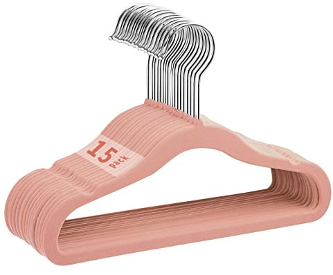 MangoKit Grucce Appendiabiti in Velluto,15 Pezzi,per Bambini per Nido e Armadio, Appendiabiti per Neonati e Cappotto per Bambini,Salvaspazio,Ganci Girevoli a 360 gradi,Durevole（Rosa)