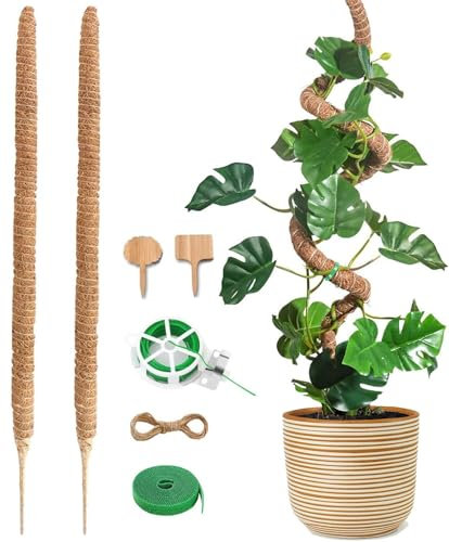 SDZHDMO Bendable Moss Pole for Plants,2 x 25 Inch Monstera Moss Pole kit for Climbing Plants Handmade Slim Plant Stakes for Indoor Plants