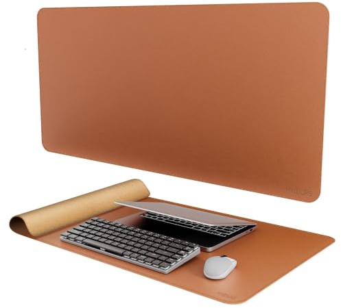 Mydours XXL Mousepad 100×50 cm - PU-Leder Oberfläche & Korkbasis in Braun - Hochwertige Schreibtischunterlage für Gaming, Büro und Homeoffice - Perfekt für PC, Laptop und XL-Schreibtische