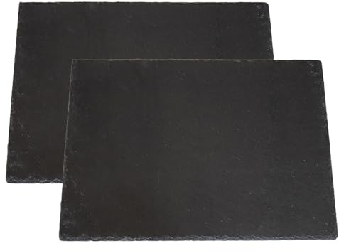 Darthome Rectangle Slate Platters 40x30cm Black Serving Cheese Boards Plates Placemats (4)