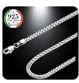 QUADRI 925 silverkedja för män och kvinnor | Italienskt tillverkat franco länkhalsband | Silverkedja för män och kvinnor | Antioxidant SILVER PLUS Finish | 51–56–61 cm