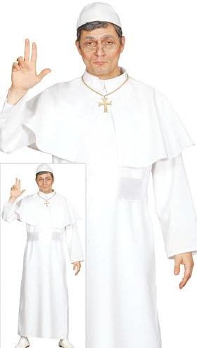 FIESTAS GUIRCA | Disfraz de Papa Adulto (54-56/XL) - Incluye Capa, Cinturón, Solideo y Sotana - Disfraces Religiosos para Fiestas, Carnaval y Halloween - Ideal para Hombres - Blanco