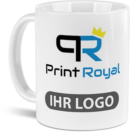 Tassendruck Firmen-Tassen 12 Stück mit eigenem Logo gestalten - Geschenke zum Firmenjubiläum, für Kollegen, Merchandise, B2B | Personalisierte Fotogeschenke, Weiß, 300 ml