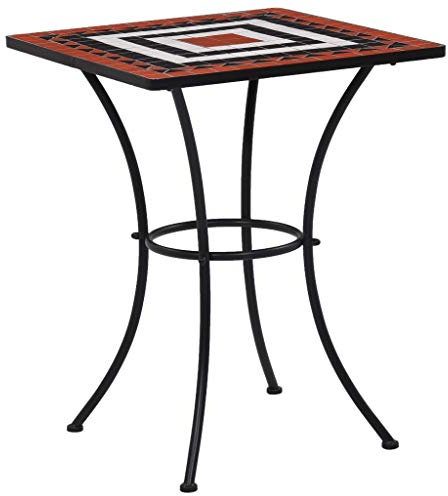 Tidyard Bartisch Stehtisch Mosaik-Bistrotisch Tisch Couchtisch,Gartentisch Cafetisch Mosaiktisch Esstisch 60 x 60 x 76 cm,Witterungsbeständig,Pulverbeschichteter Eisenrahmen+Keramik-Tischplatte