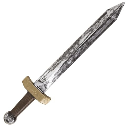 P'tit Clown - Épée Factice - Accessoire Déguisement Légionnaire, Soldat, Gladiateur, Chevalier - pour Carnaval, Halloween, Cosplay, Fêtes à Thèmes - Plastique (Marron, Argent, 48 cm)