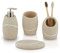 ZCCZ Juego de Accesorios Beige de 4 Piezas, Organizador con Soporte para Cepillos, Dispensador de Jabón de Loción, Bandeja de Tocador y Jabonera, Decoración Moderna para el Hogar y Espacios de Tocador