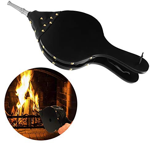 Wosune Soufflets en Bois, Soufflet de cheminée souffleur d'air en Bois Manuel pour Barbecue de Camping en Plein air, Ventilateur/Briquet au Coin du feu, Soufflets d'air en Bois(Silver)