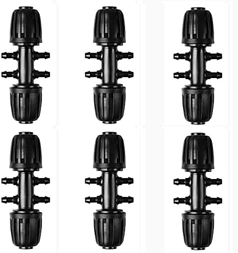 6 PCS T-Stück mit Widerhaken Tropfbewässerung, Tropfsicheres Automatisches Bewässerungssystem, 1/2-Zoll bis 1/4-Zoll-Bewässerungsrohr Tropfsichere Fittings (Geeignet für 13 mm ID/4 mm ID)