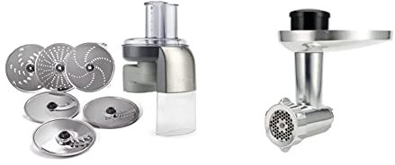 Kenwood Schnitzelwerk AT340, Zubehör Küchenmaschinen, inkl. 7 Edelstahl Arbeitsscheiben Fleischwolf KAX950ME, Zubehör Küchenmaschinen