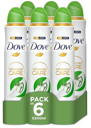 Dove Advanced Care Desodorante Pepino Protección 72 horas Spray 200ml, Pack de 6 x 200 ml