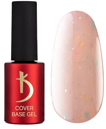 K Professional Base Coat - Base Gel Cover - Beige Flakes Camouflage -7ml- Unterlack - UV Nagellack - Gel Nägel - Beige Flocken Tarnfarbe Glitzern Confetti - UV LED