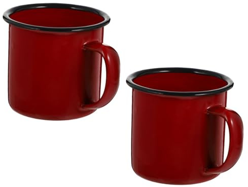 Générique Tasse En Émail Rétro Rouge 2 Pièces Tasse à Eau Vintage Légère Camping Maison