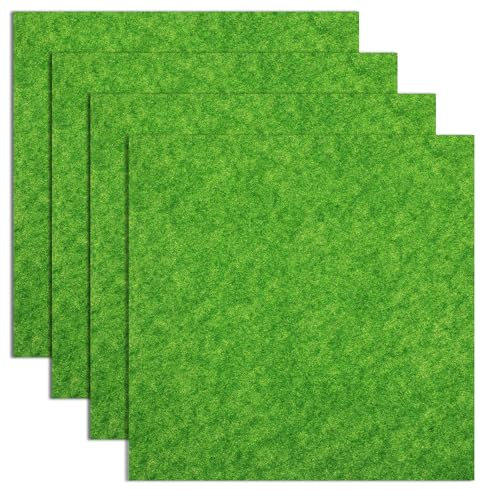 Nogeqi 4 Stück Miniatur Wiese Modellbau Rasen, Kunstrasen Zum Basteln, Mikro Gras Kunstrasen Miniaturgarten, Garten Kunstrase Verzierung Outdoor Innen Rasen Landschaft Für Puppenhaus (15x15cm)