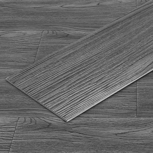 Eikuavons PVC-golvbeläggning självhäftande, vinylplattor, vinylgolv, 91,44 cm x 15,24 cm – tjocklek 2 mm, vinyllaminat halkfria dekorativa golvbrädor för sovrum, vardagsrum, 18 kakel/2,5 ㎡, mörkgrå