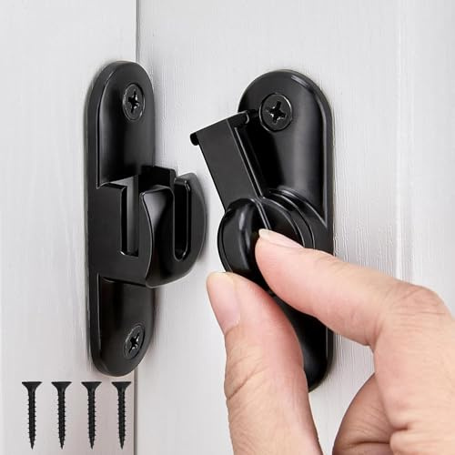 GUOYOU Serratura Porta Scorrevole,Chiavistello Porta Chiavistello per Porta in Legno Serratura Porta Interna 90/180 Gradi Blocca Porta Door Lock con Viti,per Cucine Camera Letto Studio Bagni nero