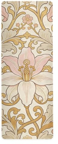 William Morris Rutschfeste Yogamatte für Hot Yoga, 1 mm, für Herren, bedruckt, rutschfeste Matte, Handtuch und Tasche, 180,3 x 66 cm