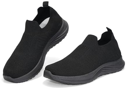 JOMIX Baskets Homme en Tissu Respirant Chaussures Modèle sans Lacets avec Semelle PVC Antidérapante Confortables pour Marche Sport Léger, MLO260147, Noir, 41 EU