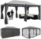 Gazebo pergola baldacchino moderno elegante Cadice acciaio poliestere 5x3m grigio con zanzariere e tende