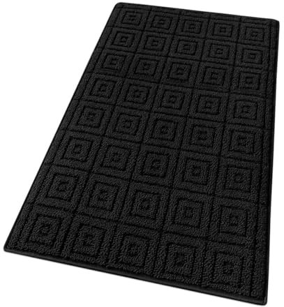 emmevi Alfombra de cocina 3D antideslizante, color liso, elegante, lavable, suave, absorbente, mod. EVITA 50 x 80 cm, color negro