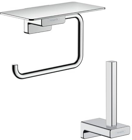 Hansgrohe Porte-Papier WC avec Tablette chromé AddStoris + Réserve Porte-Papier chromé