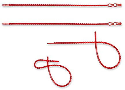 MASHPAPER 100x Wiederverwendbare Kabelbinder - 320 mm rote Blitzbinder | Robuste rote Rasterschlaufen mit 230N Zugkraft, Länge 320 mm, universell einsetzbar, fast unbegrenzt wiederöffenbar, 693232