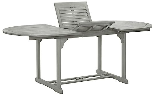 Gecheer Garten-Esstisch Gartentisch Holz-Esstisch Tisch (150-200) x 100 x 74 cm aus Massivholz Akazie Mit Schirmloch,Partytisch Campingtisch Buffettisch für Garten Terrasse und Balkon