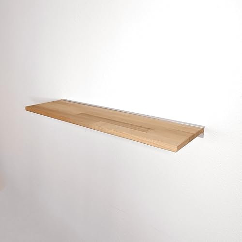 Menosa Étagère murale en bois massif, étagère flottante, avec support, étagère suspendue en hêtre, étagère murale claire, étagère moderne (marron, 39 cm)