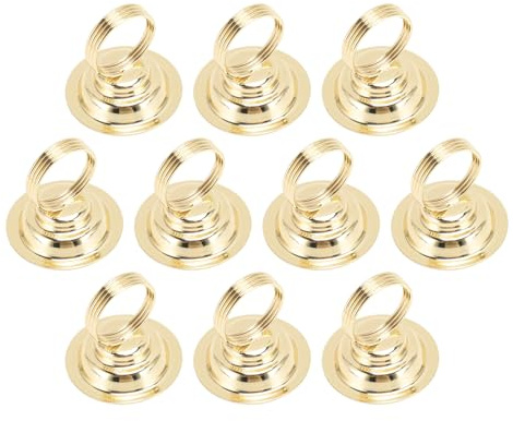 10 Packtischnummer Halter, Edelstahl -Place -Kartenhalter Fotohalter Metall Drahtbilderhalter Memo -Karten Ständer Name Menü Clips für Hochzeitsempfang Party (Golden)