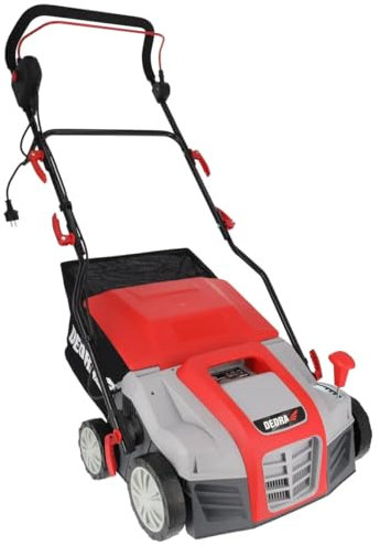 Vertikutierer, Rasenlüfter DEDRA 2000 W, 40cm Arbeitsbreite, 3500 U/Min geräumiger 55 l Fangsack, Leichtgewicht 13,4kg, asymmetrisches Radsystem für leichtere Bedienung
