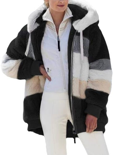 LCpddajlspig Teddy Fleece Jacket Women: Hoodies Fluffy Ladies Jackets Full Zip Autumn Hoodie Winter Clothes Sherpa Jacket Warm Ladies Coats And Jackets Wool Coat Sweatshirts Outwear With Pockets