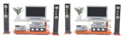 Juego de 2 muebles en miniatura para casa de muñecas 1:12 para TV, DVD, sonido envolvente