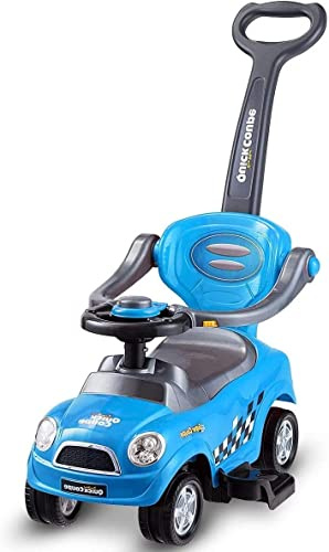Maxmass Ride on Push Car, Convertible Baby Pushing Car with Parent Handle, Storage Box & Horn button, Indoor Outdoor Ride on Toys for 2-6 years old Kids Child Baby (Blue)