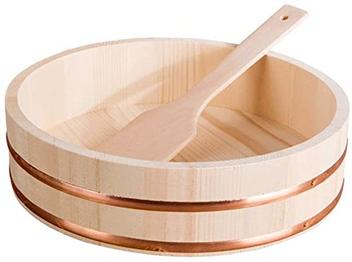 Hangiri-Sushi-Reisschüssel aus Holz, Sushi-Oke-Reis-Rührwanne, Sushi-Zubereitungs-Set mit Kupferbändern und Reispaddel für Sushi-Restaurant,72cm/28.3in