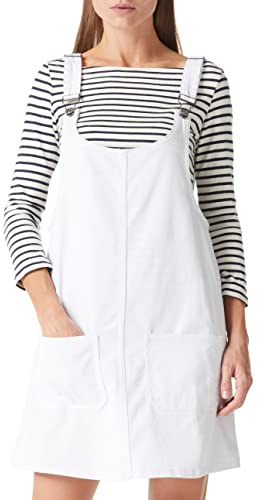 Lily Parker Adjustable Straps Denim Bib Overall Dress Jumper with Two Pockets for Women White Medium (2701)