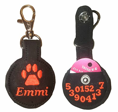 Tasche Steuermarke Hundemarke Namensschild Anhänger Hunde Name WUNSCHNAME Korkleder Imitat Hundehalsband Täschchen Telefonnummer