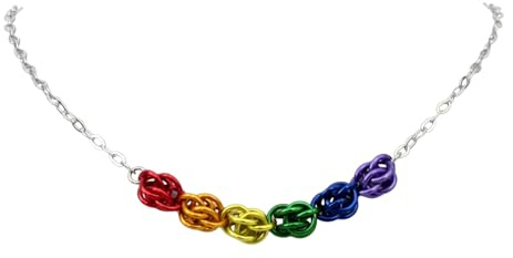 Gay pride necklace, rainbow chainmail Sweetpea weave - great handmade gift for gay friends or family