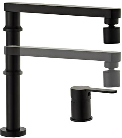 XJTNLB Wasserhahn Küche Zur Vorfenstermontage Schwarz Spülenarmatur Einhebelmischer Küche Flexible Wasserhahn-Dualmodus