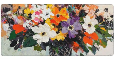 20 x 10 inch Large Gaming Mouse Pad Retro Mouse Mat Flower Mousepad with Stitched Edges, Non-Slip Base, Mouse Pads with Water Resist Soft Surface, Keyboard Desk Pad for Office Use, Gifts-GZ238
