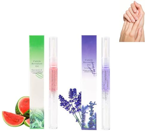 2PCS Cuticle Oil Pen, Nail Cuticle Oil Natural Ingredients & Soft Brush for Nail Care - Prevent Nails from Cracking and Drying, Rough Nails Nail Care Repair - Moisturizing Nail Cuticles Oils