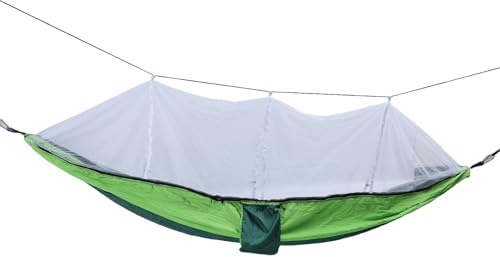 MAPHRWZ för utomhushängmatta, rivsäker 210T nylon, andningsbar nätdesign, tvåvägsdragkedja, säkra karbinhakar i rostfritt stål, bärbar förvaringsväska för campingpicknick (Mörkgrön med fruktgrön