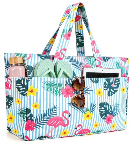 Hap Tim XXL wasserdichte Strandtasche mit Nassfach und Reißverschluss, große Kapazität, sanddichte Schultertasche, Reisetasche, leicht, faltbar, für Damen, Urlaub, Schwimmen, Einkaufen, Fitnessstudio | Hap Tim XXL wasserdichte Strandtasche
