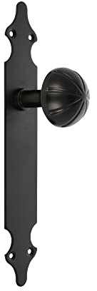 Amig – Pomello | Girevole con Placca Liscia | 280 x 45 x 2 mm | Pomello Ø 55 mm | Ideale per tutti i tipi di porte interne di passaggio | Placca in acciaio e pomello in zama nera