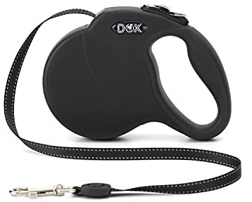 DDOXX Hundeleine Ausziehbar - Stabile Reflektierende Nylonstreifen Hundeleine Bissfest - Rollleine Break & Lock System - XS (Schwarz)