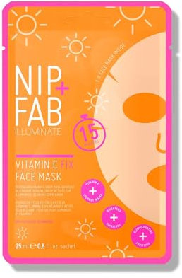 Nip+Fab Vitamin C Fix Sheet Mask Para la Cara con Agua de Coco | Extracto de cítricos | Mascarilla Facial Hidratante y Antioxidante para Iluminar y Tonificar la Piel | 25ml